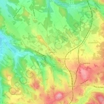 Mappa topografica Lavaysse, altitudine, rilievo