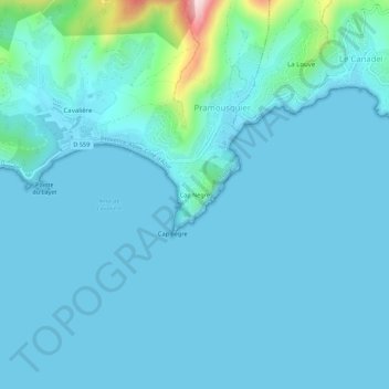 Mappa topografica Cap Nègre, altitudine, rilievo