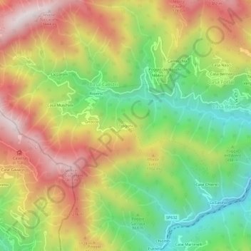 Mappa topografica Trogoni, altitudine, rilievo