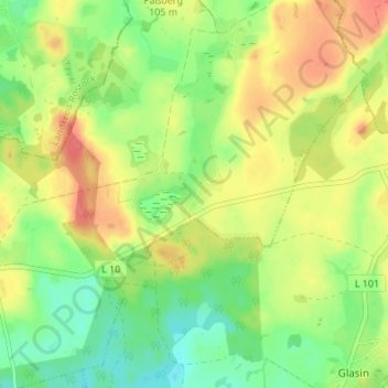 Mappa topografica Teplitz, altitudine, rilievo