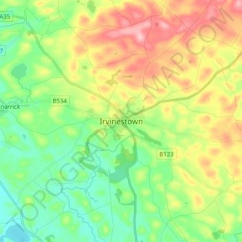 Mappa topografica Irvinestown, altitudine, rilievo