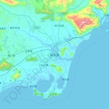 Mappa topografica 陵水黎族自治县, altitudine, rilievo