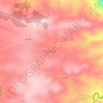 Mappa topografica Almofala, altitudine, rilievo