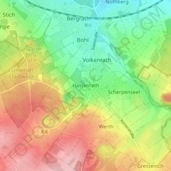 Mappa topografica Hastenrath, altitudine, rilievo