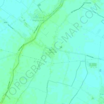 Mappa topografica Santerno, altitudine, rilievo