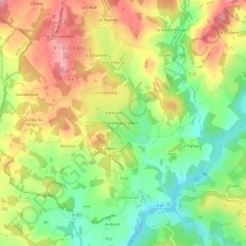 Mappa topografica Hameau Chemin, altitudine, rilievo