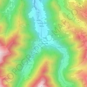 Mappa topografica Tramesaygues, altitudine, rilievo