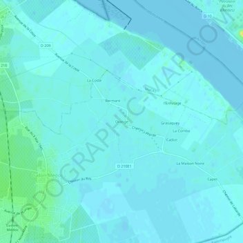 Mappa topografica Orange, altitudine, rilievo