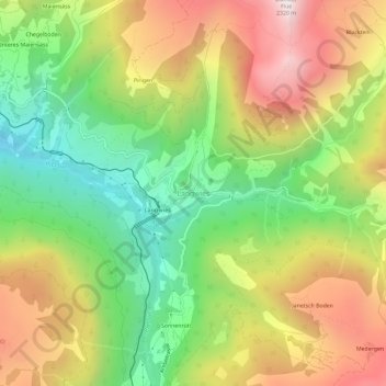 Mappa topografica Langwies, altitudine, rilievo