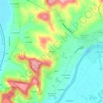 Mappa topografica Seillade, altitudine, rilievo