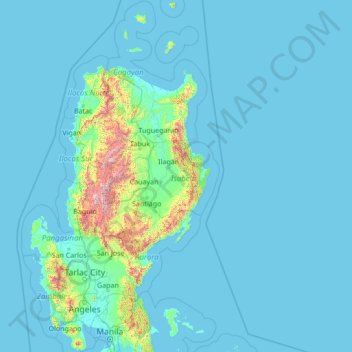 Mappa topografica Isabela, altitudine, rilievo