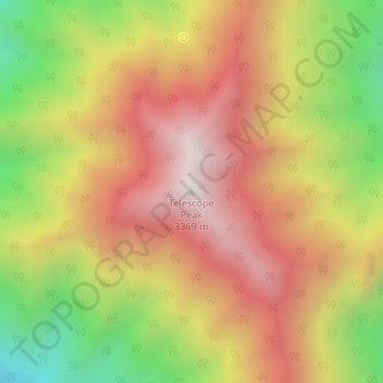 Mappa topografica Telescope Peak, altitudine, rilievo