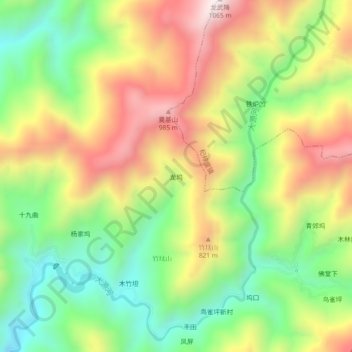 Mappa topografica 龙坞, altitudine, rilievo