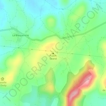 Mappa topografica Puech Grand, altitudine, rilievo