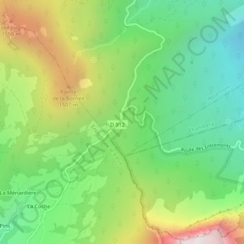 Mappa topografica Col du Granier, altitudine, rilievo