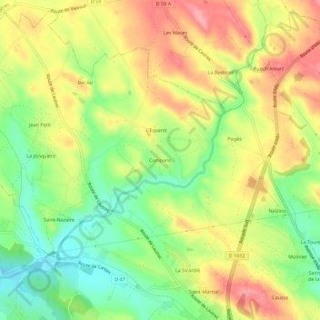 Mappa topografica Campans, altitudine, rilievo