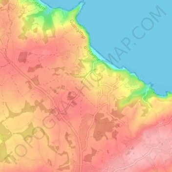 Mappa topografica Kerlevenez, altitudine, rilievo