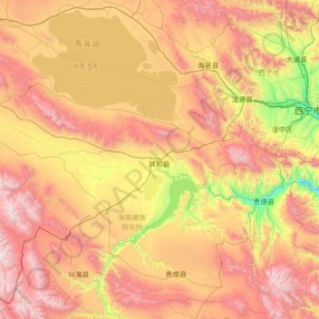 Mappa topografica 海南州, altitudine, rilievo