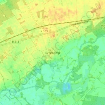 Mappa topografica Evenkamp, altitudine, rilievo