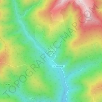 Mappa topografica Acumuer, altitudine, rilievo