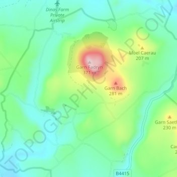 Mappa topografica Garnfadryn, altitudine, rilievo