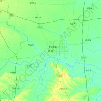 Mappa topografica 息县, altitudine, rilievo
