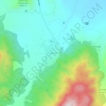 Mappa topografica Pablillo, altitudine, rilievo