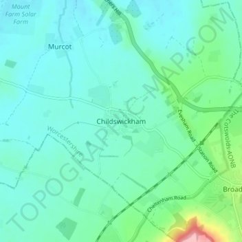 Mappa topografica Childswickham, altitudine, rilievo