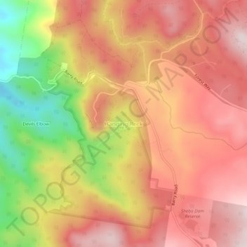 Mappa topografica Hanging Rock, altitudine, rilievo