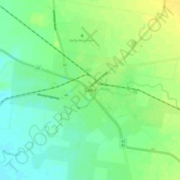 Mappa topografica Dalby, altitudine, rilievo