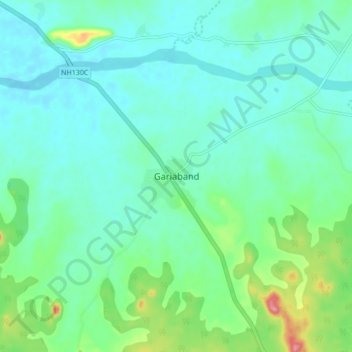 Mappa topografica Gariaband, altitudine, rilievo