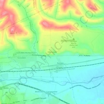 Mappa topografica Villa Serena, altitudine, rilievo
