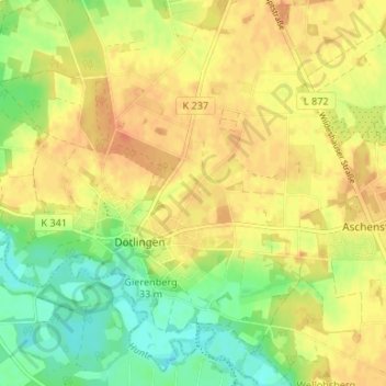 Mappa topografica Trahe, altitudine, rilievo