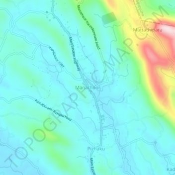 Mappa topografica Manathoor, altitudine, rilievo