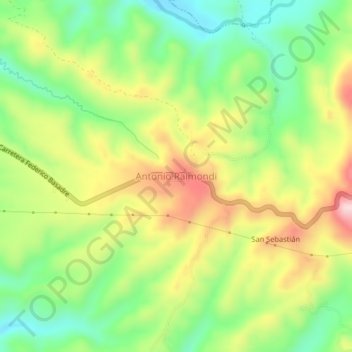Mappa topografica Antonio Raimondi, altitudine, rilievo