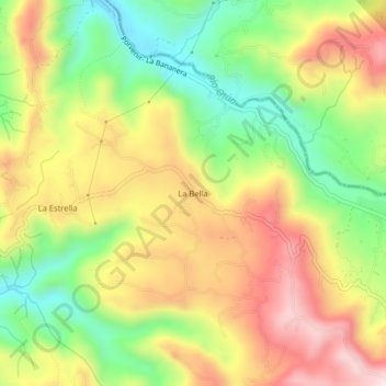 Mappa topografica La Bella, altitudine, rilievo