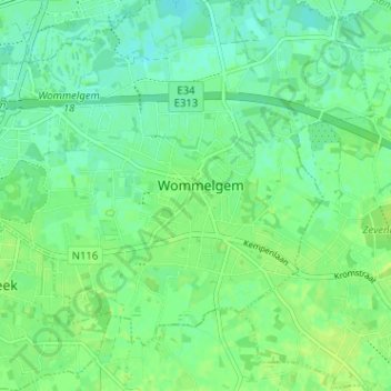 Mappa topografica Centrum, altitudine, rilievo