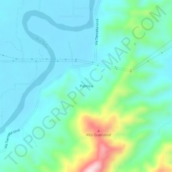 Mappa topografica Palmira, altitudine, rilievo