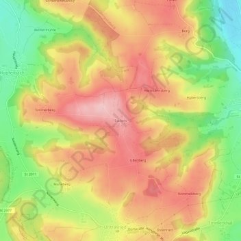 Mappa topografica Eschers, altitudine, rilievo