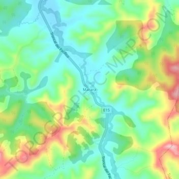 Mappa topografica Macara, altitudine, rilievo