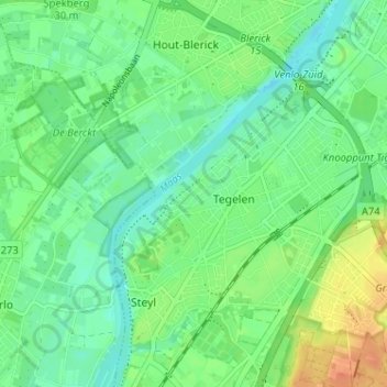Mappa topografica Maasveld I, altitudine, rilievo