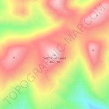Mappa topografica Siete Hermanas, altitudine, rilievo
