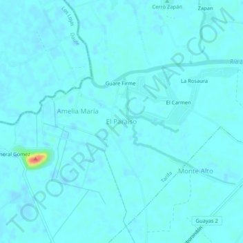 Mappa topografica El Paraíso, altitudine, rilievo