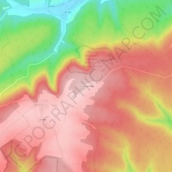 Mappa topografica Les Charmes, altitudine, rilievo