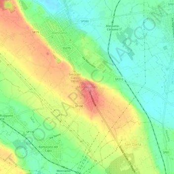 Mappa topografica Montesardo, altitudine, rilievo