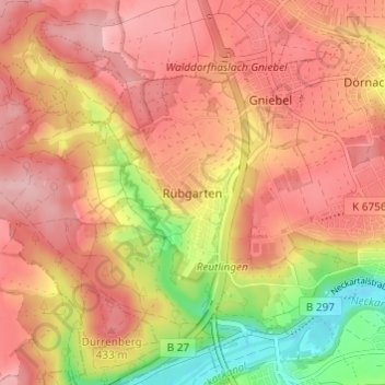 Mappa topografica Rübgarten, altitudine, rilievo
