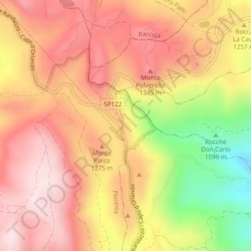 Mappa topografica Favoscuro, altitudine, rilievo