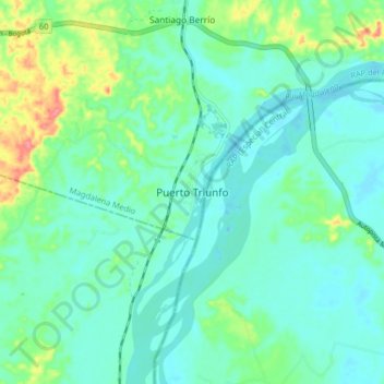 Mappa topografica Puerto Triunfo, altitudine, rilievo