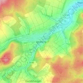 Mappa topografica Jesberg, altitudine, rilievo