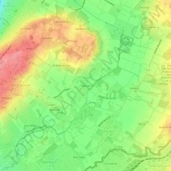 Mappa topografica Chevrier, altitudine, rilievo